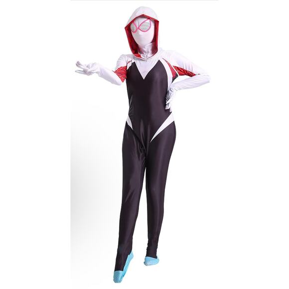 Spider Gwen Stacy Adult SpiderMan Cosplay comics hero Costume Jumpsuit NO MASK - Picture 1 of 9